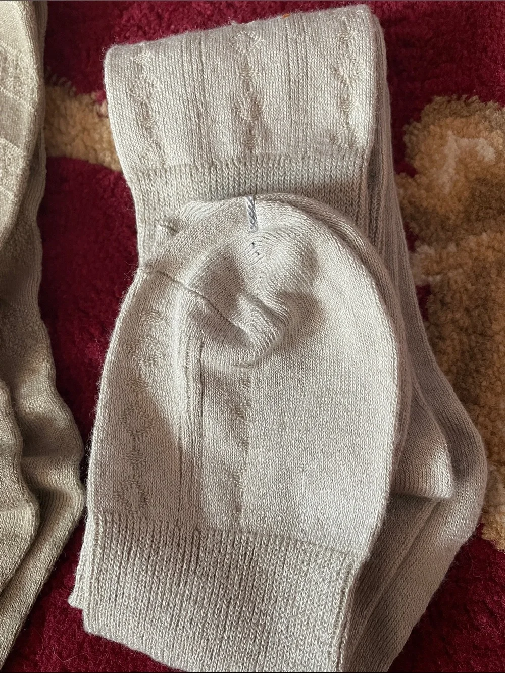 Men's Dress Crew Socks in Light Gray and Beige - Classic Neutral Pair